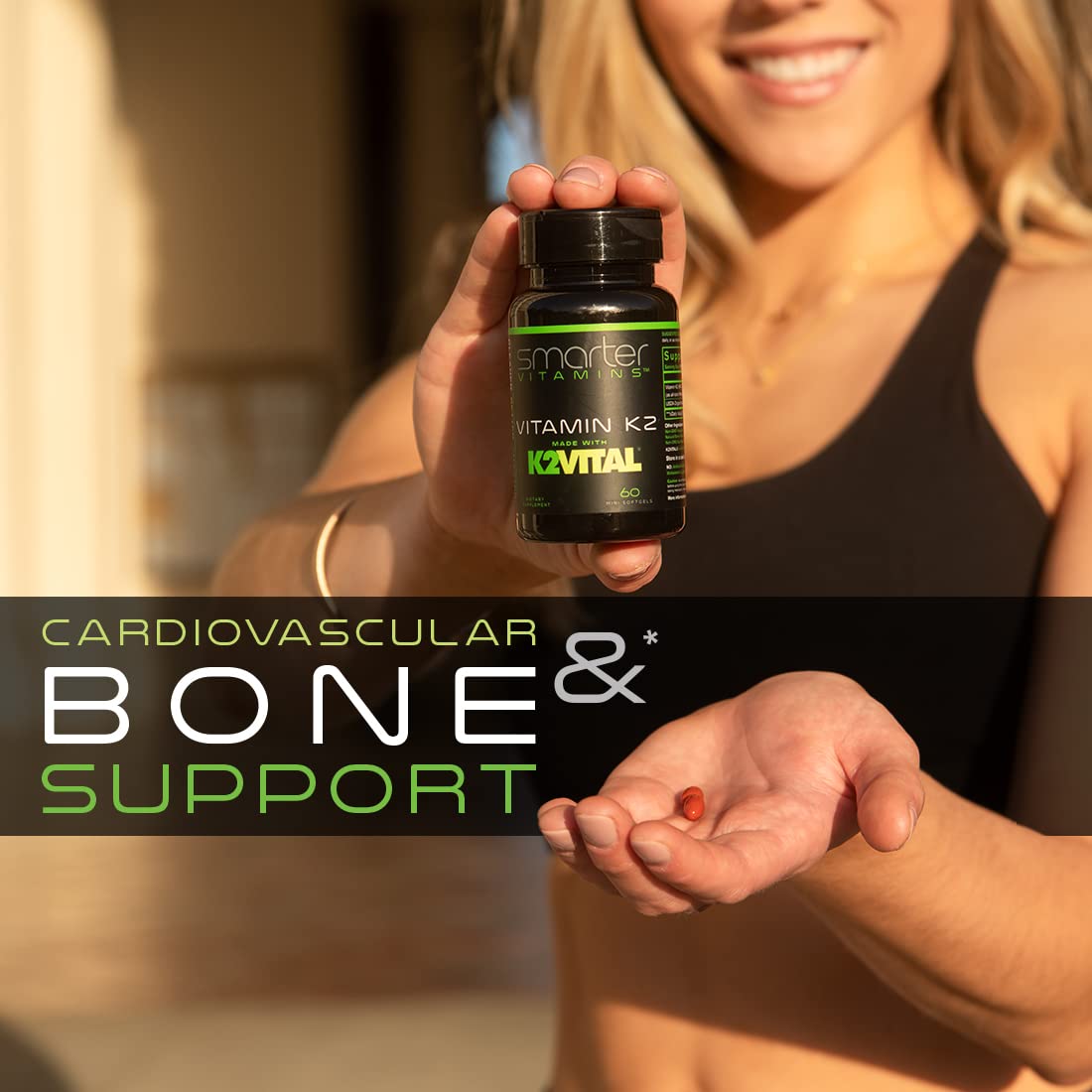 Smarter Vitamin K2 MK7 100mcg, Made with K2VITAL and Kale, 60 Liquid Softgels - dailyvitalstore