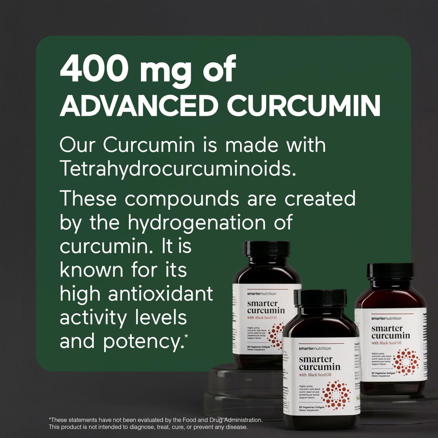 SMARTERNUTRITION Curcumin Softgels - Vegan High Absorption 400 mg Turmeric Supplement + Black Seed Oil & Ginger - 95% Tetrahydrocurcuminoids Non-GMO, USA Manufactured - 60 Ct[30 Servings] - dailyvitalstore