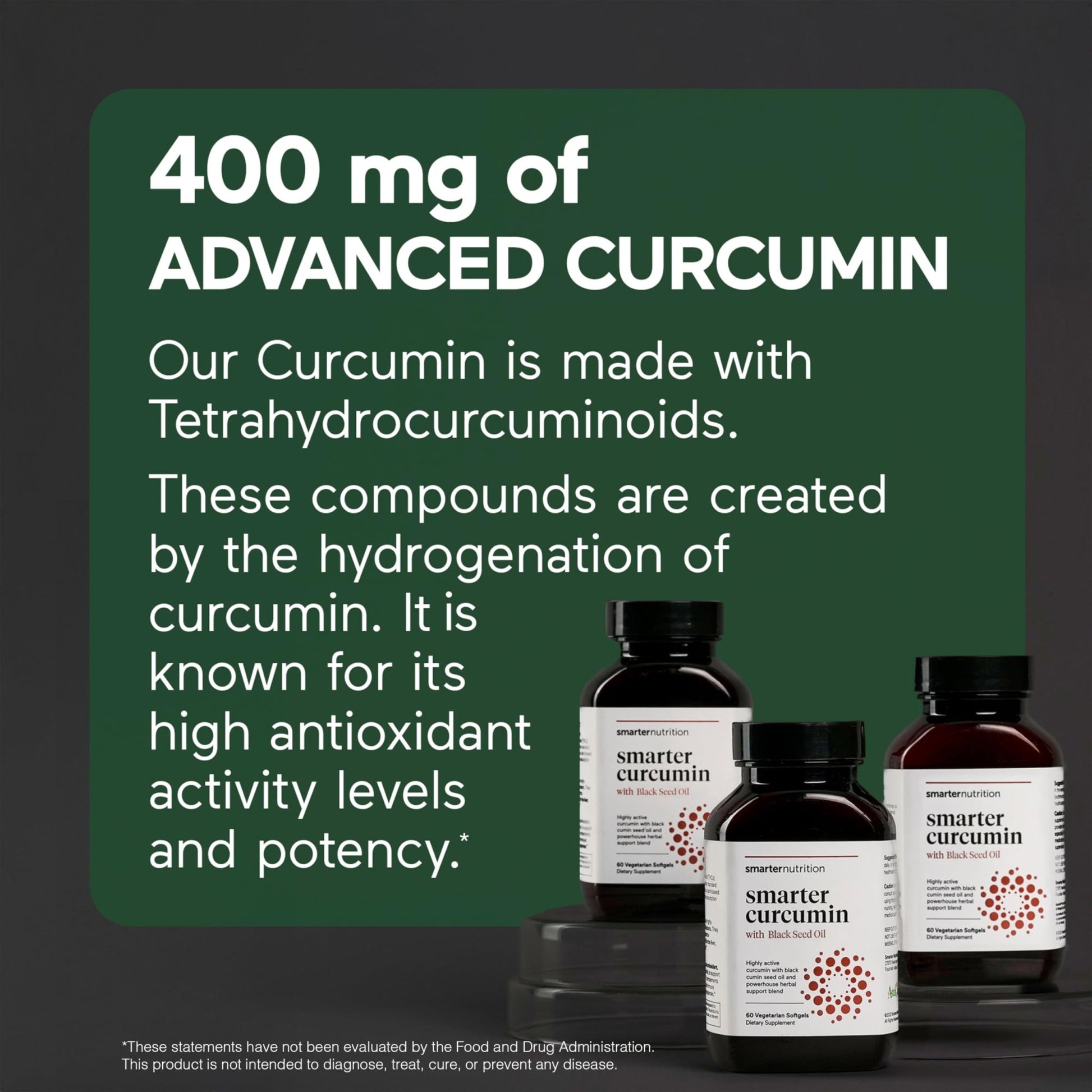 SMARTERNUTRITION Curcumin Softgels - Vegan High Absorption 400 mg Turmeric Supplement + Black Seed Oil & Ginger - 95% Tetrahydrocurcuminoids Non-GMO, USA Manufactured - 60 Ct[30 Servings] - dailyvitalstore