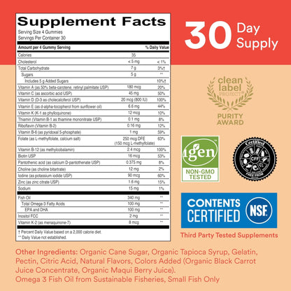 SmartyPants Kids Multivitamin Gummies: Omega 3 Fish Oil (EPA/DHA), Vitamin D3, C, Vitamin B12, B6, A, K & Zinc for Immune Support - dailyvitalstore