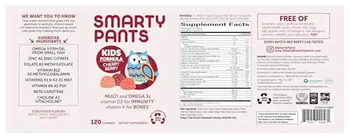 SmartyPants Kids Multivitamin Gummies: Omega 3 Fish Oil (EPA/DHA), Vitamin D3, C, Vitamin B12, B6, A, K & Zinc for Immune Support - dailyvitalstore