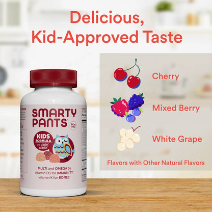 SmartyPants Kids Multivitamin Gummies: Omega 3 Fish Oil (EPA/DHA), Vitamin D3, C, Vitamin B12, B6, A, K & Zinc for Immune Support - dailyvitalstore