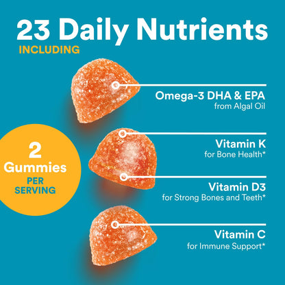 SmartyPants Teen Guy Multivitamin Gummies, Omega 3 (DHA/EPA), Vitamin D3, C, Vitamin B12, B6, A, K & Zinc, Folate, Gluten Free, Fruit Flavor, 60 Count (30 Day Supply) - dailyvitalstore