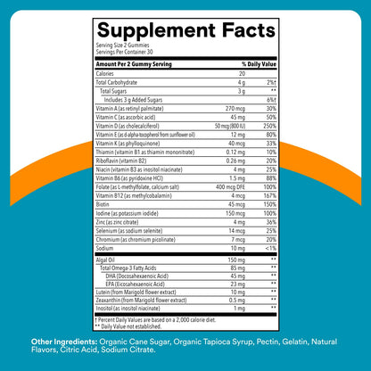 SmartyPants Teen Guy Multivitamin Gummies, Omega 3 (DHA/EPA), Vitamin D3, C, Vitamin B12, B6, A, K & Zinc, Folate, Gluten Free, Fruit Flavor, 60 Count (30 Day Supply) - dailyvitalstore