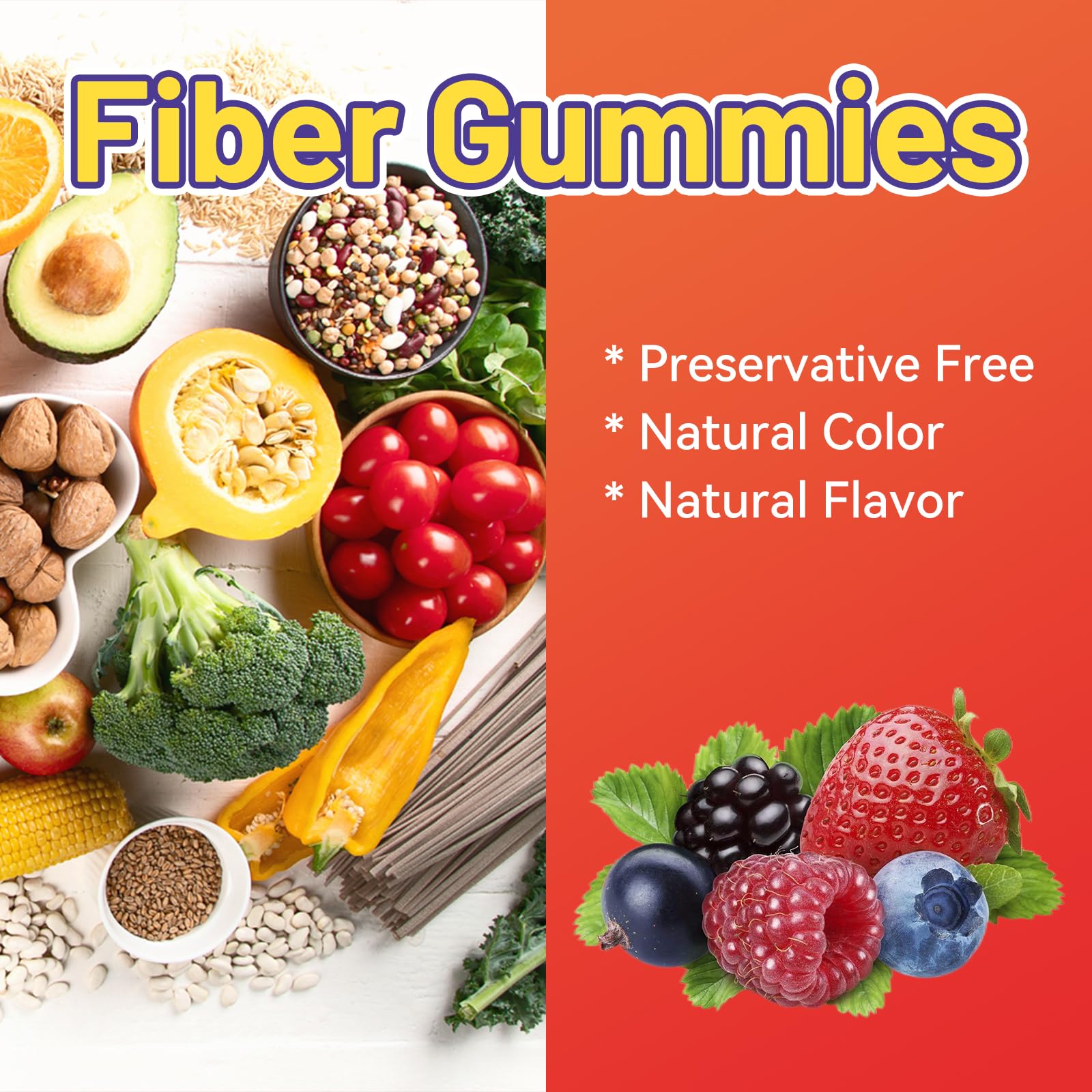 SmildeHeal Fiber Gummies, Dietary Fiber, for Women and Men, Gut Health Support, Non-GMOs, Non-Gluten, Vegan, Mixed Berry - dailyvitalstore