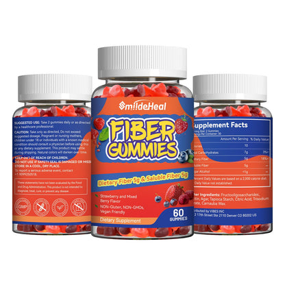 SmildeHeal Fiber Gummies, Dietary Fiber, for Women and Men, Gut Health Support, Non-GMOs, Non-Gluten, Vegan, Mixed Berry - dailyvitalstore