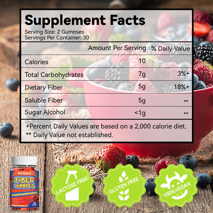 SmildeHeal Fiber Gummies, Dietary Fiber, for Women and Men, Gut Health Support, Non-GMOs, Non-Gluten, Vegan, Mixed Berry - dailyvitalstore