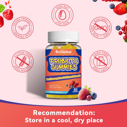 SmildeHeal Probiotic Gummies for Digestive Health - 10 Billion CFU Bacillus Coagulans - Vegan & Non-GMO - Immune & Digestive Support for Men & Women - dailyvitalstore