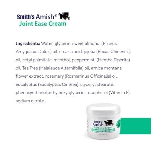 Smith Amish JointEase Soothing Cream 3 Pack (Three 4 oz Jars) with Arnica, Tea Tree, Eucalyptus, Peppermint and Rosemary - dailyvitalstore