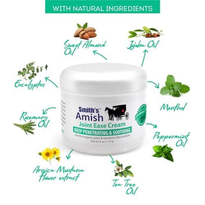 Smith Amish JointEase Soothing Cream 3 Pack (Three 4 oz Jars) with Arnica, Tea Tree, Eucalyptus, Peppermint and Rosemary - dailyvitalstore