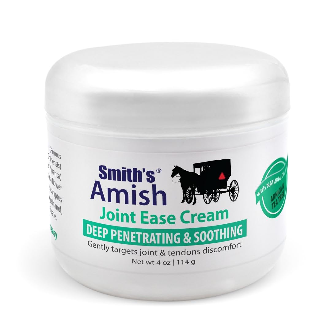 Smith’s Amish Joint Ease Cream 4 oz jar. Soothing and Cooling, with Botanicals of Arnica, Peppermint, Tea Tree, Rosemary and Eucalyptus - dailyvitalstore