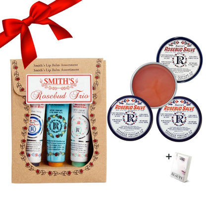 Smith's Rose Lip Balm Bulk- 3x0.5oz Premium All Purpose Lip Gloss Tubes & 3x0.8oz Lip Treatment Salve - Trio Lip Balm Tubes for Plump Lips & Cracked Skin Care - Christmas Gift Set, EBook - dailyvitalstore