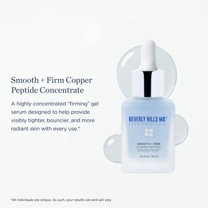Smooth + Firm Copper Peptide Concentrate Serum for Aging Skin, Plumping Niacinamide for Tightening & Brightening, Helps Improve Elasticity, Hyperpigmentation & Dark Spots, Water Based, 1.18 Fl Oz - dailyvitalstore