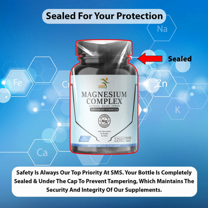 SMSHEALTHPRODUCTS.com Magnesium Complex | 470mg of Magnesium Glycinate, Malate, & Citrate for Muscles, Nerves, & Energy | High Absorption | Vegan, Non-GMO | 120 Capsules - dailyvitalstore
