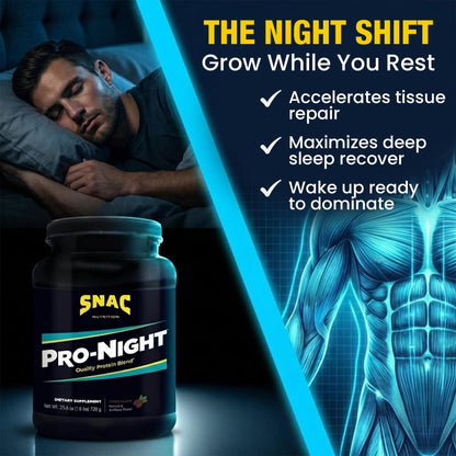 SNAC Pro-Night Protein Powder Blend - Quality Protein Powder for Men and Women, Nighttime Recovery, High Protein Supplement, Supports Muscle Repair, 26g Protein per Serving, Chocolate Flavor, 1.6 lbs - dailyvitalstore