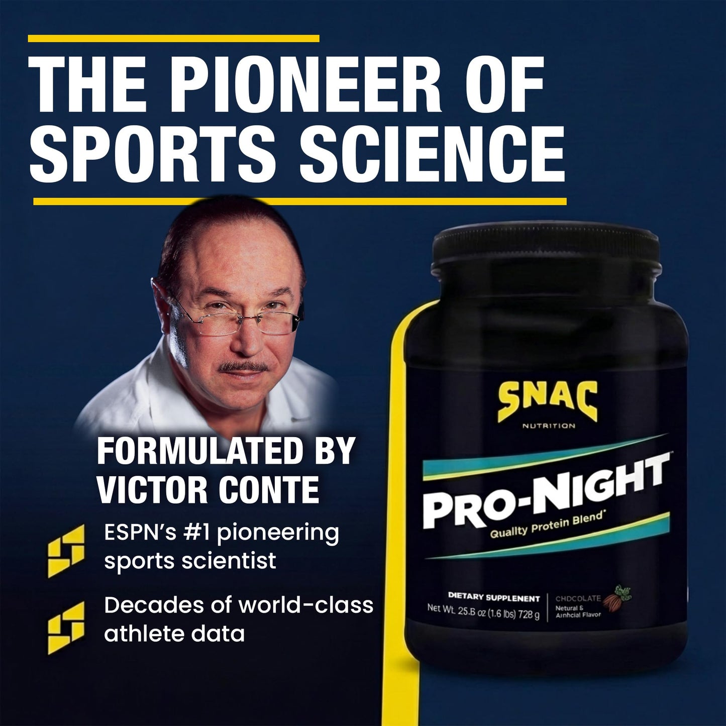 SNAC Pro-Night Protein Powder Blend - Quality Protein Powder for Men and Women, Nighttime Recovery, High Protein Supplement, Supports Muscle Repair, 26g Protein per Serving, Chocolate Flavor, 1.6 lbs - dailyvitalstore