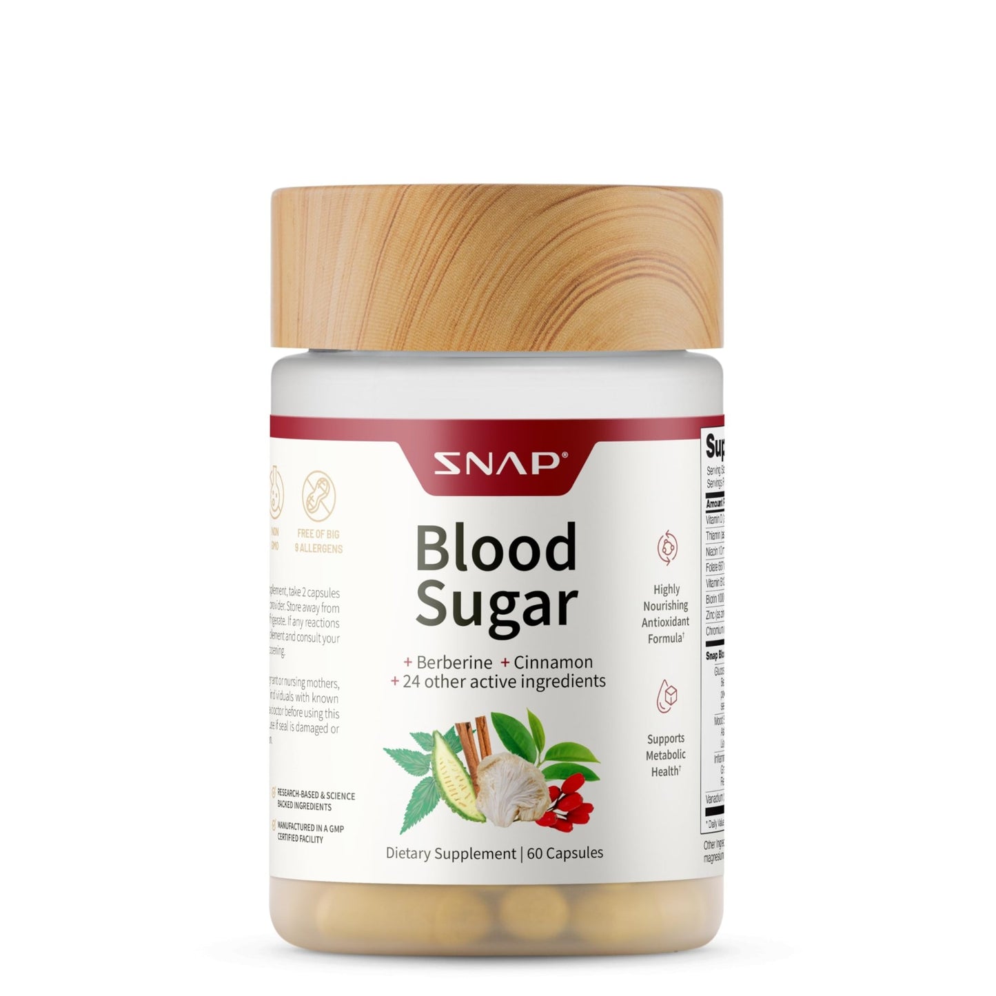 Snap Supplements Blood Sugar Blend, CoQ10, Cinnamon, and Gymnema to Support Already Healthy Blood Sugar, Metabolic Health and Energy, - dailyvitalstore