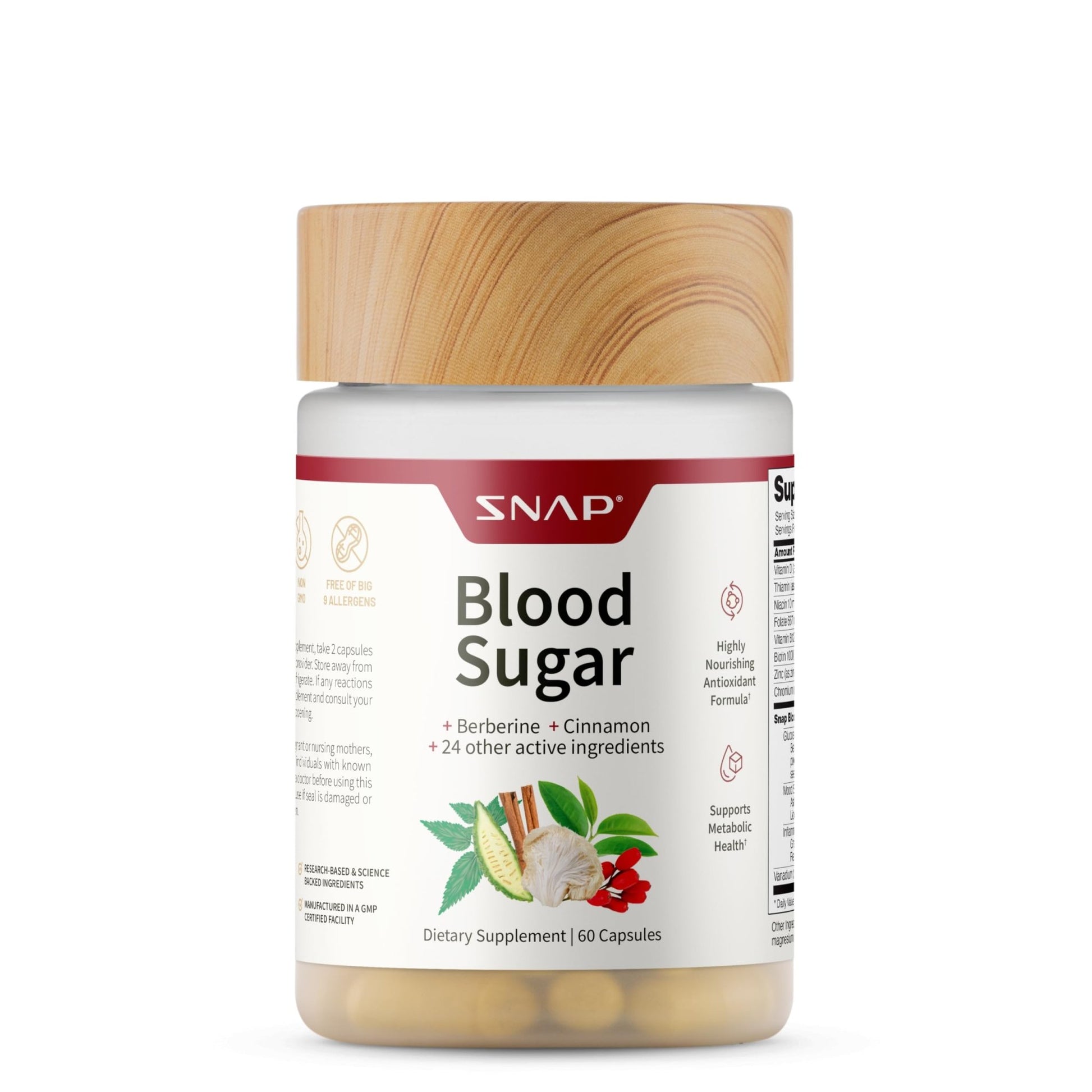 Snap Supplements Blood Sugar Blend, CoQ10, Cinnamon, and Gymnema to Support Already Healthy Blood Sugar, Metabolic Health and Energy, - dailyvitalstore