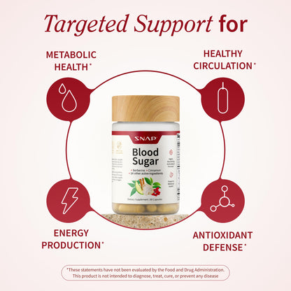 Snap Supplements Blood Sugar Blend, CoQ10, Cinnamon, and Gymnema to Support Already Healthy Blood Sugar, Metabolic Health and Energy, - dailyvitalstore