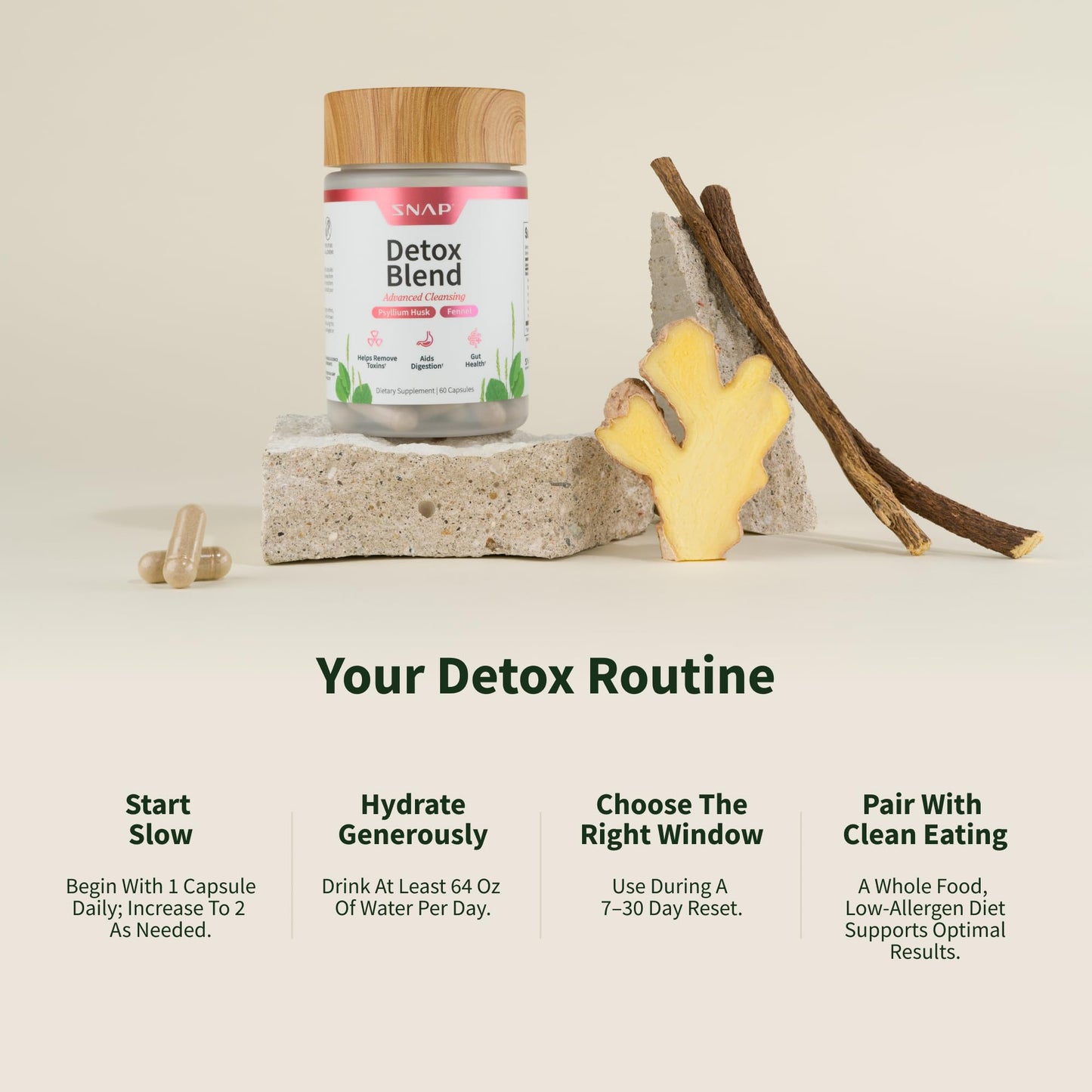 Snap Supplements Detox Cleanse Capsules - Advanced Blend for Full Body Detox & Cleanse, Flush Out Toxins, Improve Digestion & Gut Health - dailyvitalstore