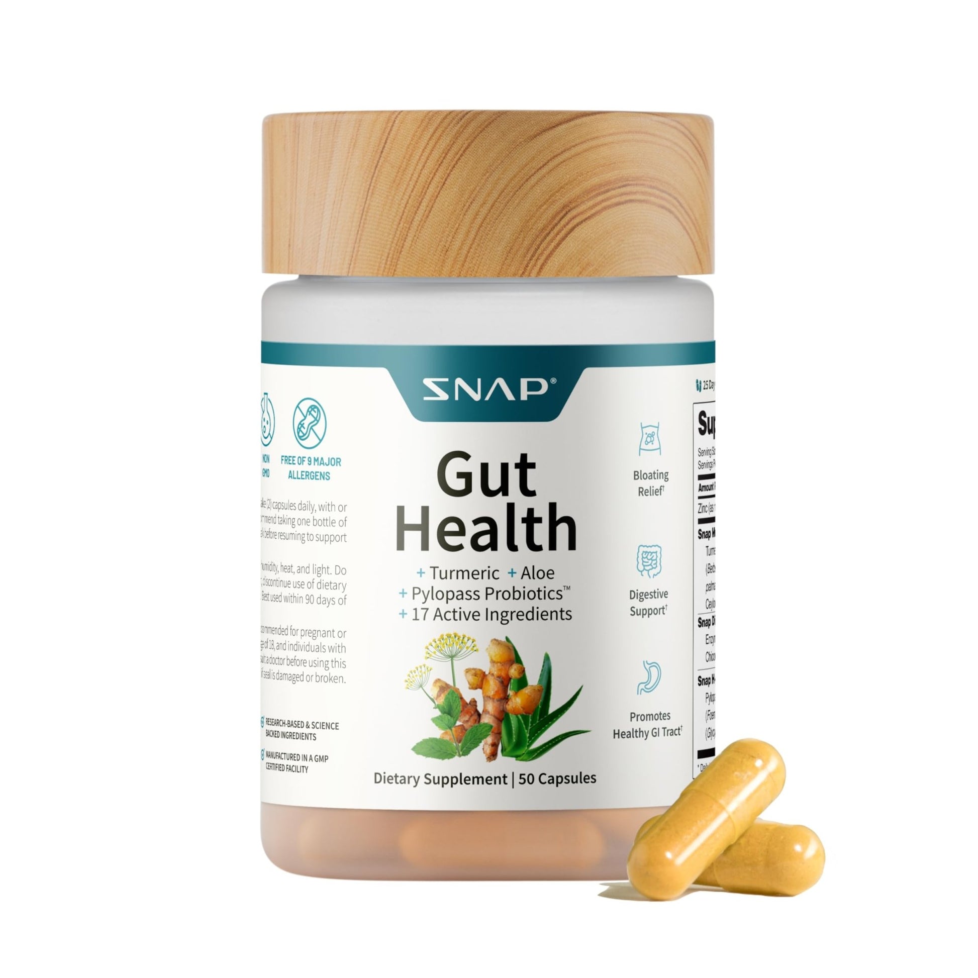 Snap Supplements Gut Health Lipase Supplement with Probiotics for Women & Men, Digestive Enzymes & Prebiotics - Turmeric, Aloe - dailyvitalstore