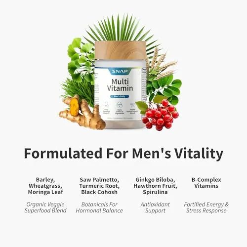 Snap Supplements Men's Multivitamins - Daily Vitamins & Minerals for Men - Vitamin D, B12, Zinc, Herbs & Vitamin C - dailyvitalstore