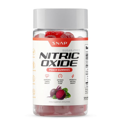 Snap Supplements Nitric Oxide Beet Root Gummies Supplement with Organic Beets - Energy & Circulation Support, 60 Sugar-Free Gummies (30 Servings, 1 Month Supply), Peach - dailyvitalstore