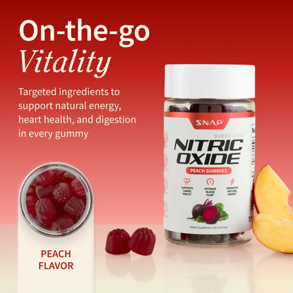 Snap Supplements Nitric Oxide Beet Root Gummies Supplement with Organic Beets - Energy & Circulation Support, 60 Sugar-Free Gummies (30 Servings, 1 Month Supply), Peach - dailyvitalstore