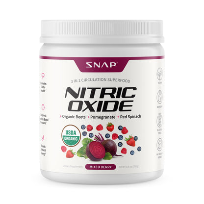 Snap Supplements Organic Beet Root Powder Nitric Oxide Supplement for Men & Women, Red Spinach & Pomegranate, Supports Healthy Energy & Blood Pressure Already in Normal Range, 30 Servings, Mixed Berry - dailyvitalstore