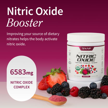 Snap Supplements Organic Beet Root Powder Nitric Oxide Supplement for Men & Women, Red Spinach & Pomegranate, Supports Healthy Energy & Blood Pressure Already in Normal Range, 30 Servings, Mixed Berry - dailyvitalstore