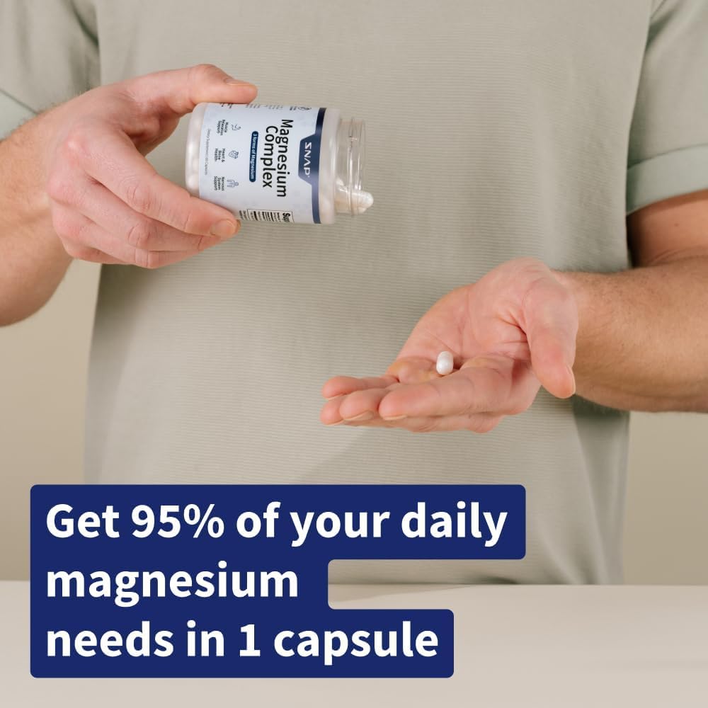Snap Triple Magnesium Complex for Women & Men for Sleep & Muscle Support – 400mg, 3-in-1 Magnesium Supplement – Bisglycinate, Citrate & Oxide – Chelated for High-Absorption, 60 Vegetarian Capsules - dailyvitalstore