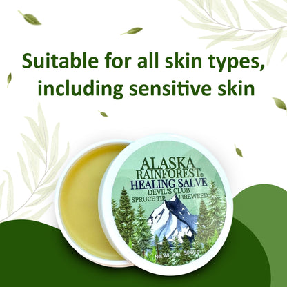 Snowy Summit Alaska Rainforest Salve - Herbal Salve for Dry Skin & Joint Relief - Natural Super Salve for Soothing Skin with Gentle Aroma - Body & Hand Salve - Muscle Rub with Alaskan Devil’s Club Oil - dailyvitalstore