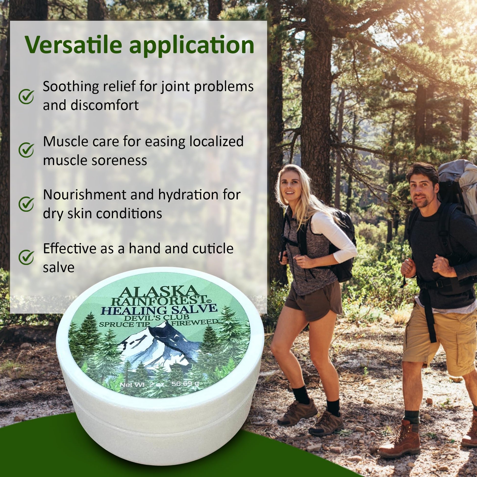 Snowy Summit Alaska Rainforest Salve - Herbal Salve for Dry Skin & Joint Relief - Natural Super Salve for Soothing Skin with Gentle Aroma - Body & Hand Salve - Muscle Rub with Alaskan Devil’s Club Oil - dailyvitalstore