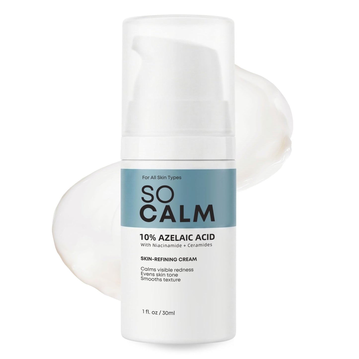 SoCalm Azelaic Acid 10% for Rosacea-Prone Skin – Calms Face Redness & Evens Tone, with Niacinamide & Ceramide NP, Fragrance-Free, 30ml / 1oz - dailyvitalstore