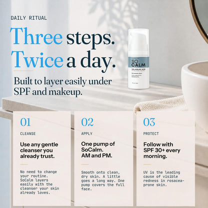 SoCalm Azelaic Acid 10% for Rosacea-Prone Skin – Calms Face Redness & Evens Tone, with Niacinamide & Ceramide NP, Fragrance-Free, 30ml / 1oz - dailyvitalstore