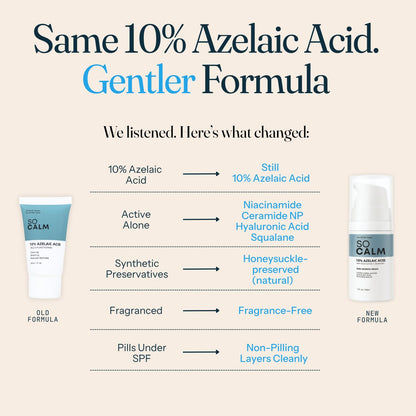 SoCalm Azelaic Acid 10% for Rosacea-Prone Skin – Calms Face Redness & Evens Tone, with Niacinamide & Ceramide NP, Fragrance-Free, 30ml / 1oz - dailyvitalstore