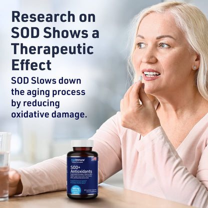SOD Antioxidants Complex Healthy Aging Supplement - 400mg of Superoxide Dismutase - Alpha Lipoic Acid - L-Arginine -Lysine - AKG - Vitamin A - Vitamin E for Immune Support-60 Capsules - dailyvitalstore