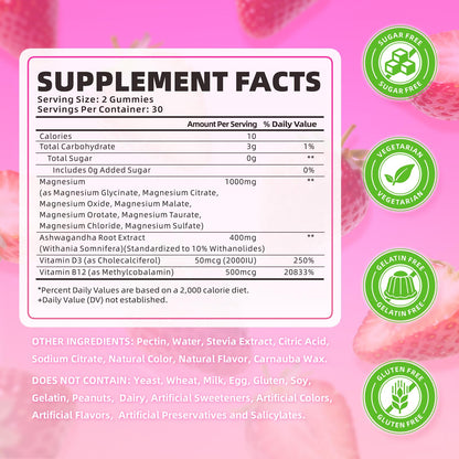 softbear Magnesium Complex Gummies for Women & Men & Kids, 8 in 1 Magnesium Complex Supplement 1000mg-Magnesium Glycinate,Citrate,Malate Supports Calm, Zzz, Muscle Cramp, Strawberry Flavor 120 Count - dailyvitalstore
