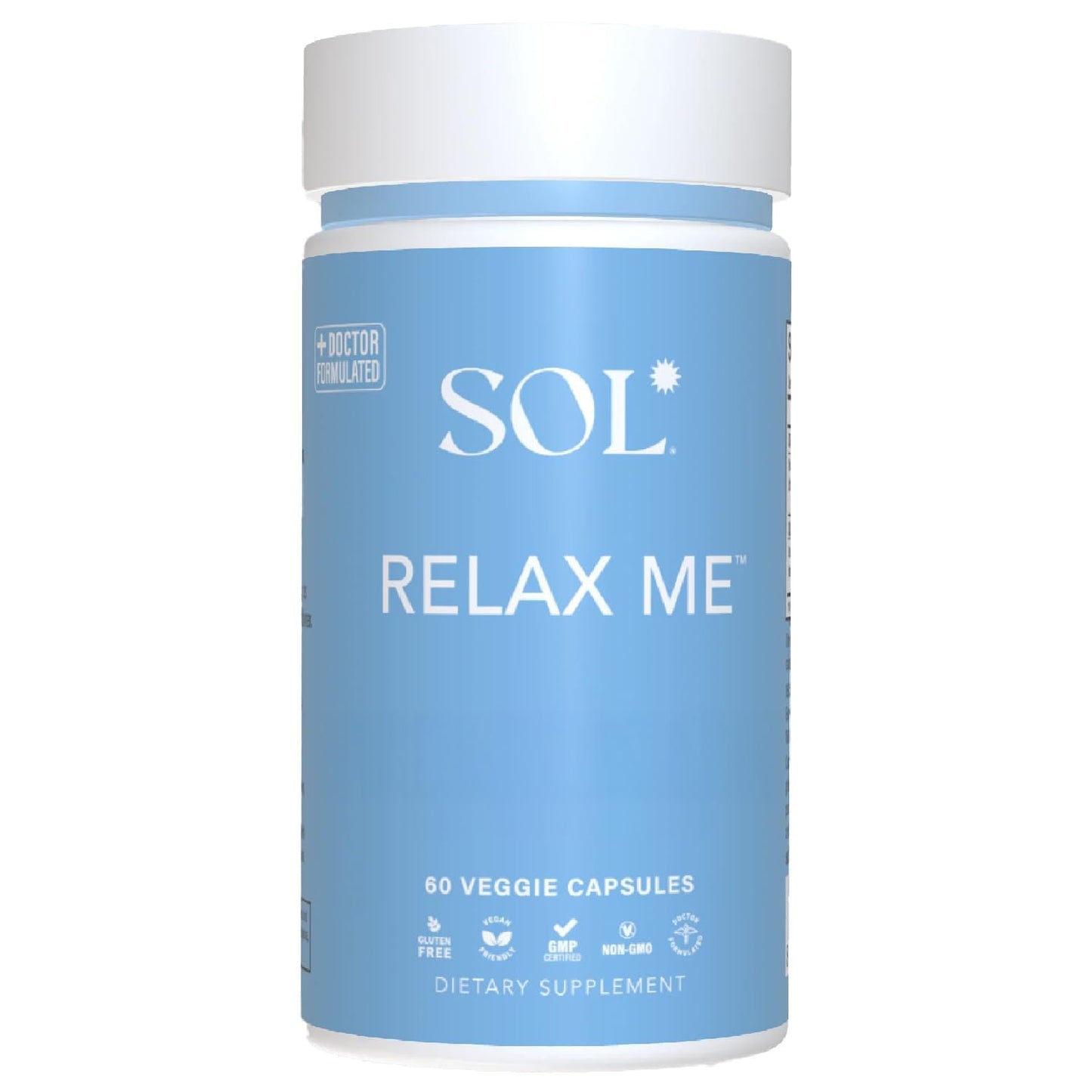 Sol Nutrition Relax Me - Natural Calming Relief for Stress, Tension, & Worry - 15x More Effective - Support Mood, Relax the Mind & Body - Supplements for Adults - Non-Drowsy - 60 Vegetarian Capsules - dailyvitalstore