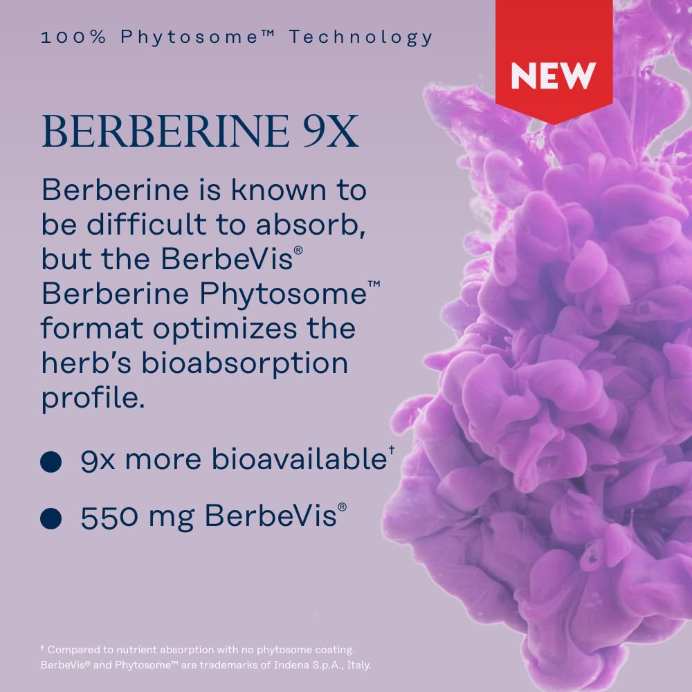 SOLARAY Berberine Phytosome - 9X Absorption and Easy-to-Digest - Standardized to 30% Berberine HCl - Vegan, Made Without Soy - dailyvitalstore