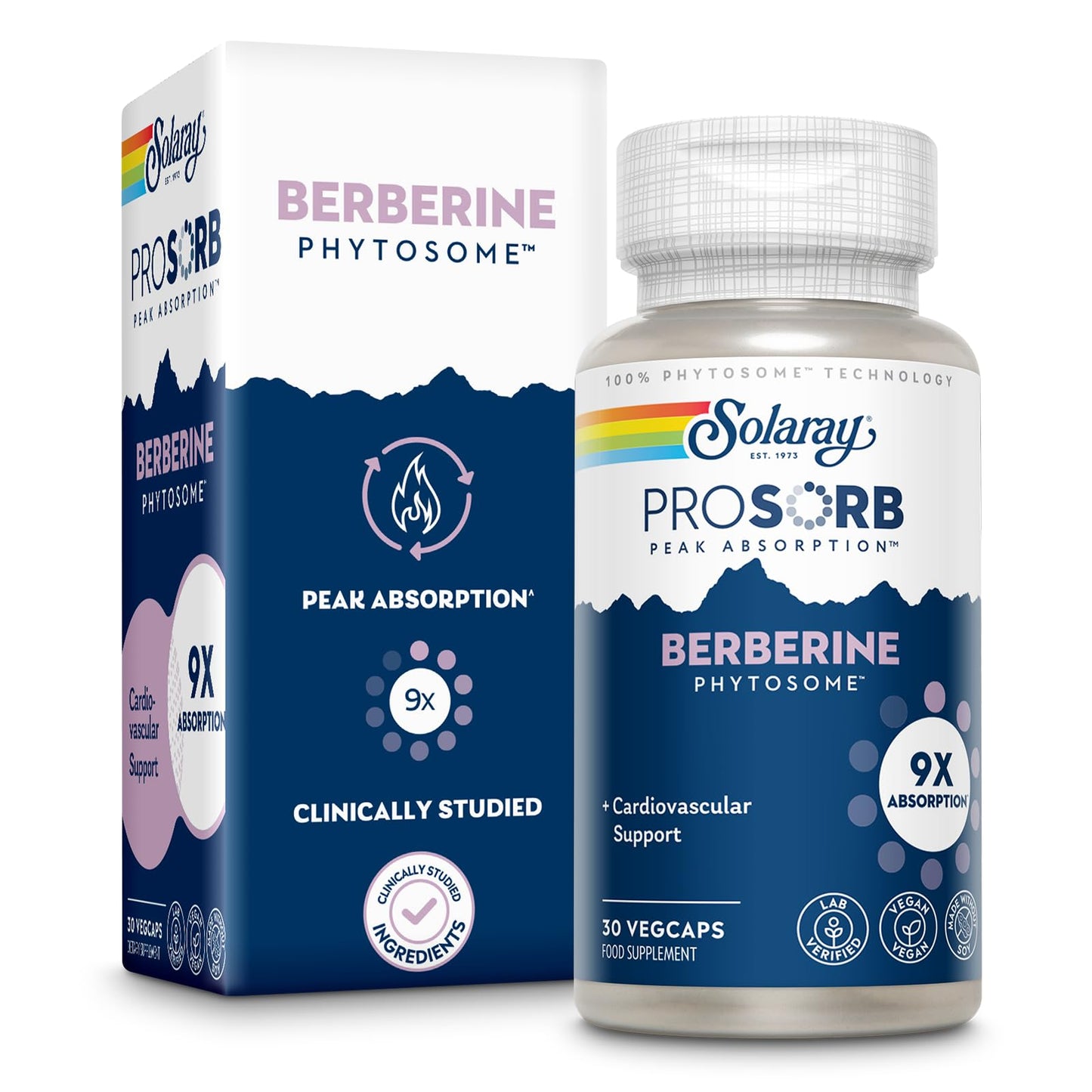 SOLARAY Berberine Phytosome - 9X Absorption and Easy-to-Digest - Standardized to 30% Berberine HCl - Vegan, Made Without Soy - dailyvitalstore