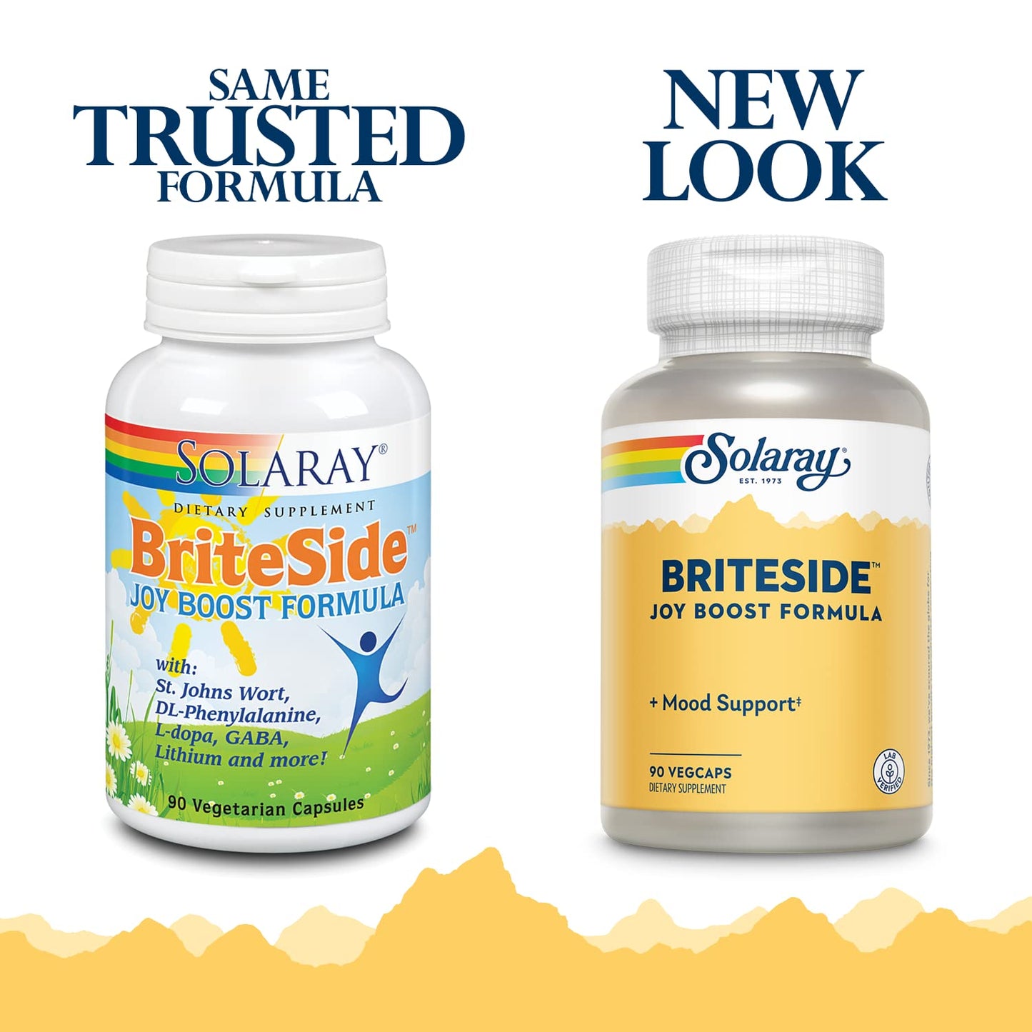 SOLARAY BriteSide - 90 Vegetarian Capsules - with St. Johns Wort, DL-Phenylalanine (DLPA), L-Dopa, GABA & Lithium - dailyvitalstore
