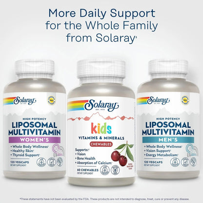 SOLARAY Childrens Vitamins & Minerals Complete Multivitamin for Kids Great Black Cherry Flavor - dailyvitalstore