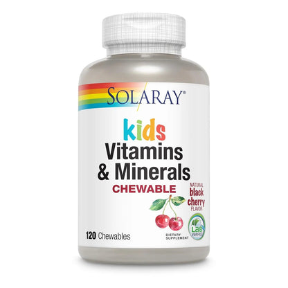 SOLARAY Childrens Vitamins & Minerals Complete Multivitamin for Kids Great Black Cherry Flavor - dailyvitalstore