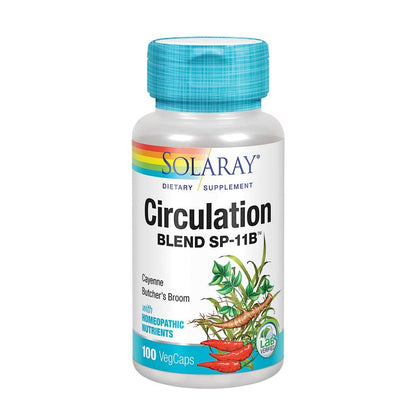 SOLARAY Circulation Blend SP-11B | Herbs & Cell Salt for Healthy Circulatory System Support | 50 Servings | 100 VegCaps - dailyvitalstore