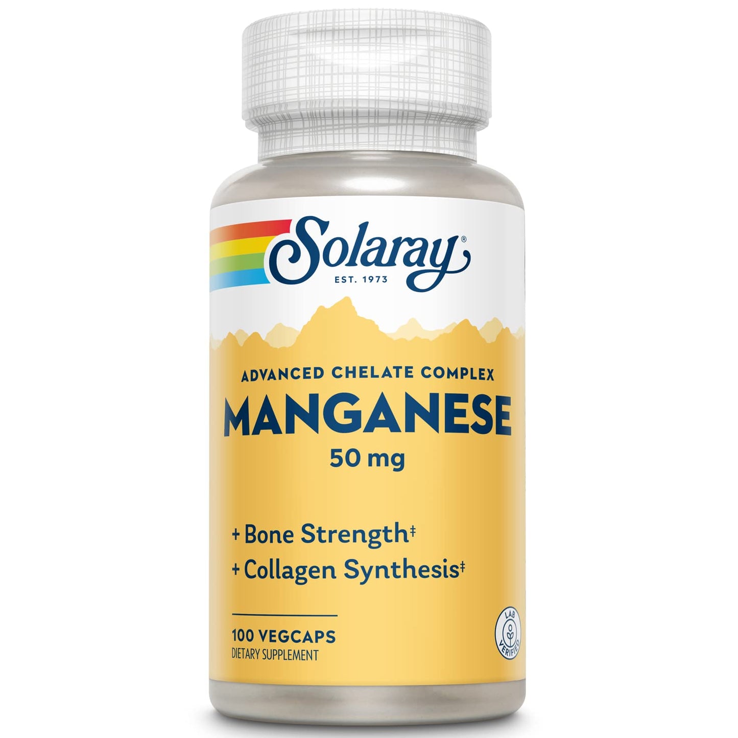 SOLARAY Manganese Supplement 50 mg - Essential Trace Minerals - Advanced Trace Mineral Supplements for Bone Strength and Bone Health Support - Lab Verified, 60-Day Guarantee, 100 Servings, 100 VegCaps - dailyvitalstore