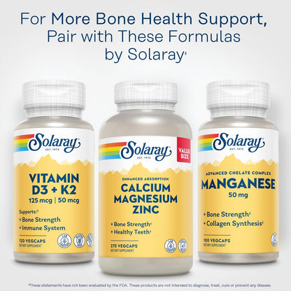 SOLARAY Manganese Supplement 50 mg - Essential Trace Minerals - Advanced Trace Mineral Supplements for Bone Strength and Bone Health Support - Lab Verified, 60-Day Guarantee, 100 Servings, 100 VegCaps - dailyvitalstore