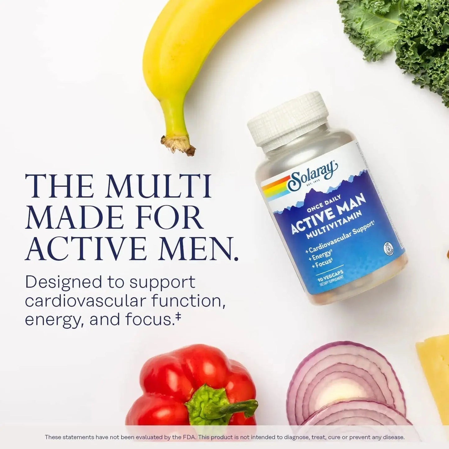 SOLARAY Once Daily Active Man Multivitamin - Cellular Energy and Immune Support Supplement w/Vitamin D, Vitamin C, B12, B6, Zinc, Lutein - dailyvitalstore