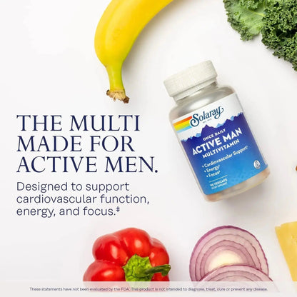 SOLARAY Once Daily Active Man Multivitamin - Cellular Energy and Immune Support Supplement w/Vitamin D, Vitamin C, B12, B6, Zinc, Lutein - dailyvitalstore