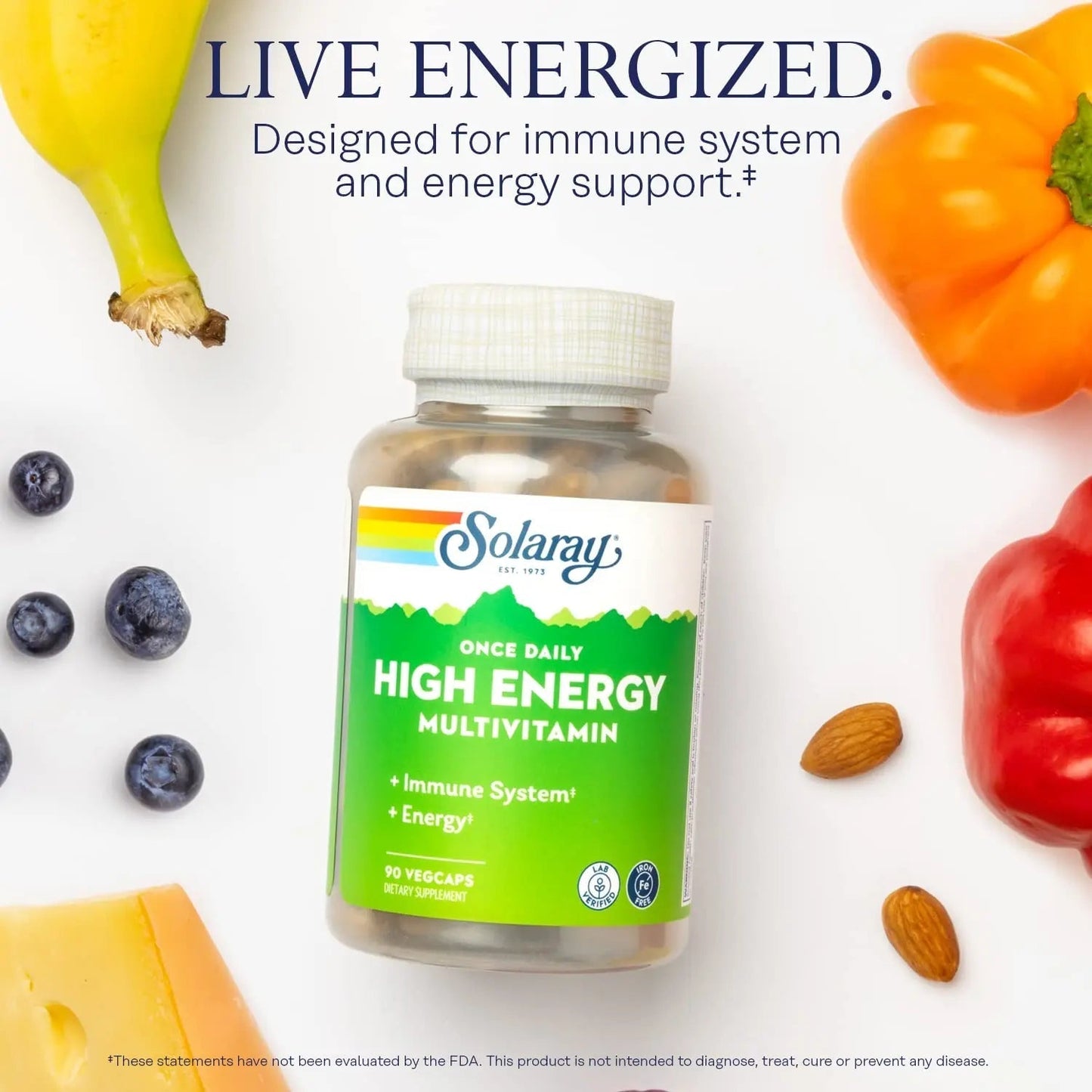 SOLARAY Once Daily High Energy Multivitamin, Iron Free, Immune System and Energy Support, Whole Food and Herb Base Ingredients - dailyvitalstore